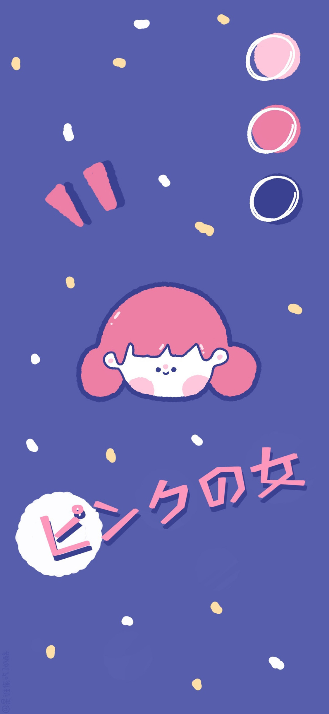 [2436×1125]卡通 女头 日文 紫色 苹果手机动漫壁纸图片