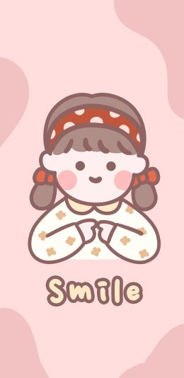 [2436x1125]卡通 女孩 smile 粉 苹果手机动漫壁纸图片