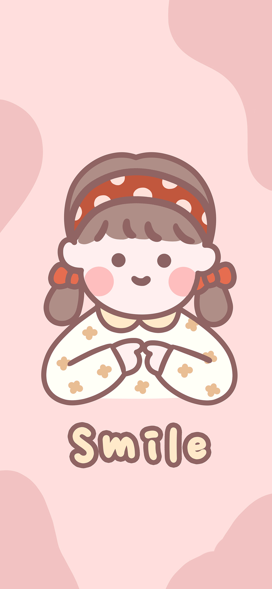 [2436×1125]卡通 女孩 smile 粉 苹果手机动漫壁纸图片