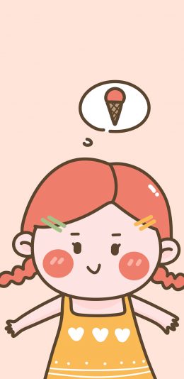[2436x1125]卡通 女孩 冰淇淋 可爱 苹果手机动漫壁纸图片