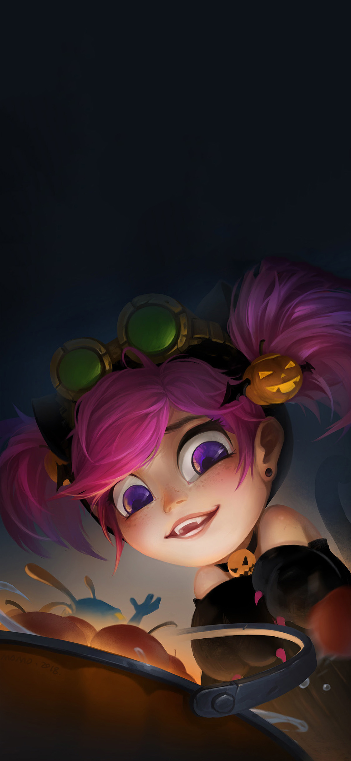 [2436×1125]卡通 女孩 插图 大眼 可爱 苹果手机动漫壁纸图片