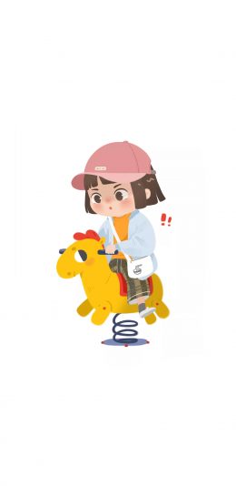 [2436x1125]卡通 女孩 摇摇马 童真 可爱 苹果手机动漫壁纸图片