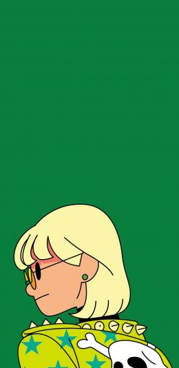 [2436x1125]卡通 女孩 短发 朋克 苹果手机动漫壁纸图片