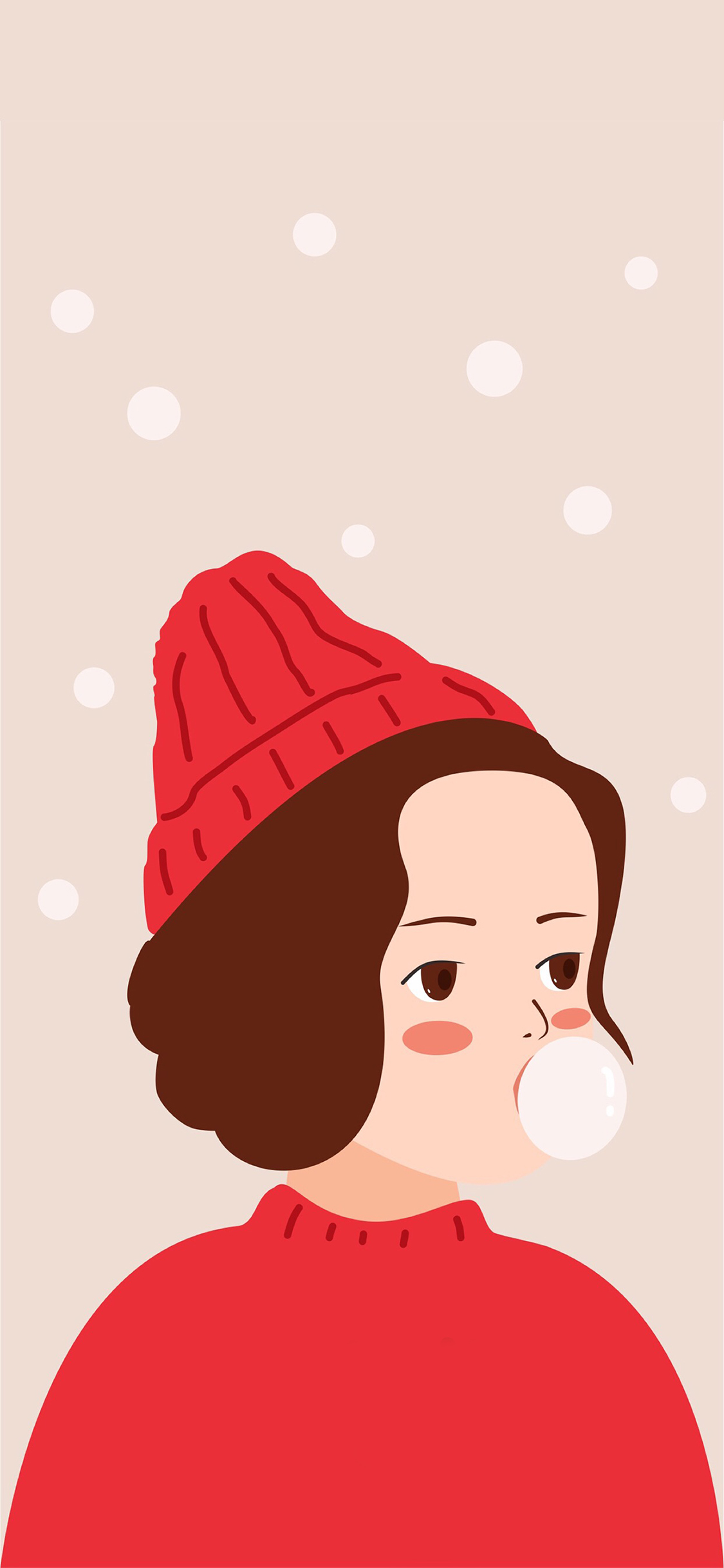 [2436×1125]卡通 女孩 红 帽子 苹果手机动漫壁纸图片