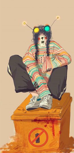 [2436x1125]卡通 女孩 考神 考试必过 苹果手机动漫壁纸图片