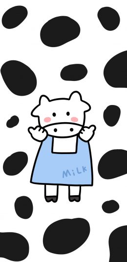 [2436x1125]卡通 奶油 milk 可爱 苹果手机动漫壁纸图片