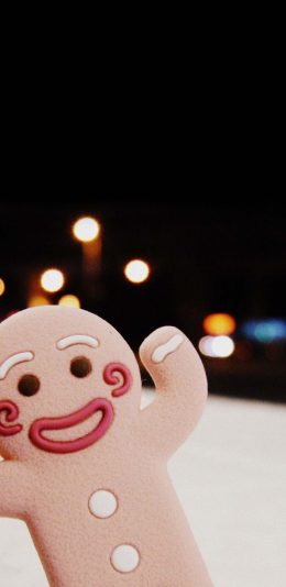 [2436x1125]卡通 姜饼人 小饼干 表情 苹果手机动漫壁纸图片