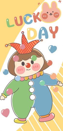 [2436x1125]卡通 小丑 lucky day 苹果手机动漫壁纸图片