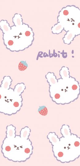 [2436x1125]卡通 小兔子 Rabbit 平铺（取自微博：奶鹿-JUNE1） 苹果手机动漫壁纸图片