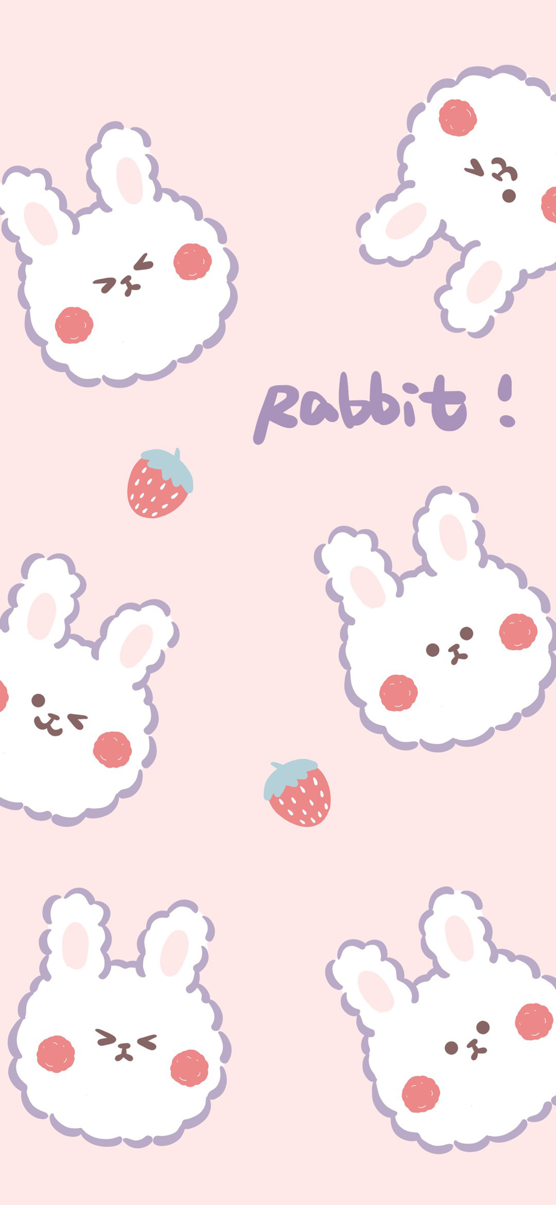 [2436×1125]卡通 小兔子 Rabbit 平铺（取自微博：奶鹿-JUNE1） 苹果手机动漫壁纸图片