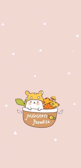 [2436x1125]卡通 小兔子 可爱 平铺图案 苹果手机动漫壁纸图片