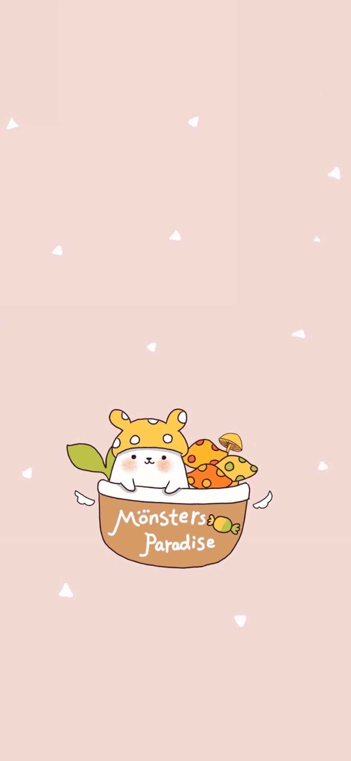 [2436×1125]卡通 小兔子 可爱 平铺图案 苹果手机动漫壁纸图片