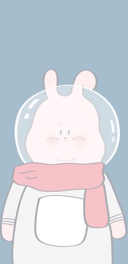[2436x1125]卡通 小兔子 围巾 可爱（取自微博：寄喜饼给你喔） 苹果手机动漫壁纸图片