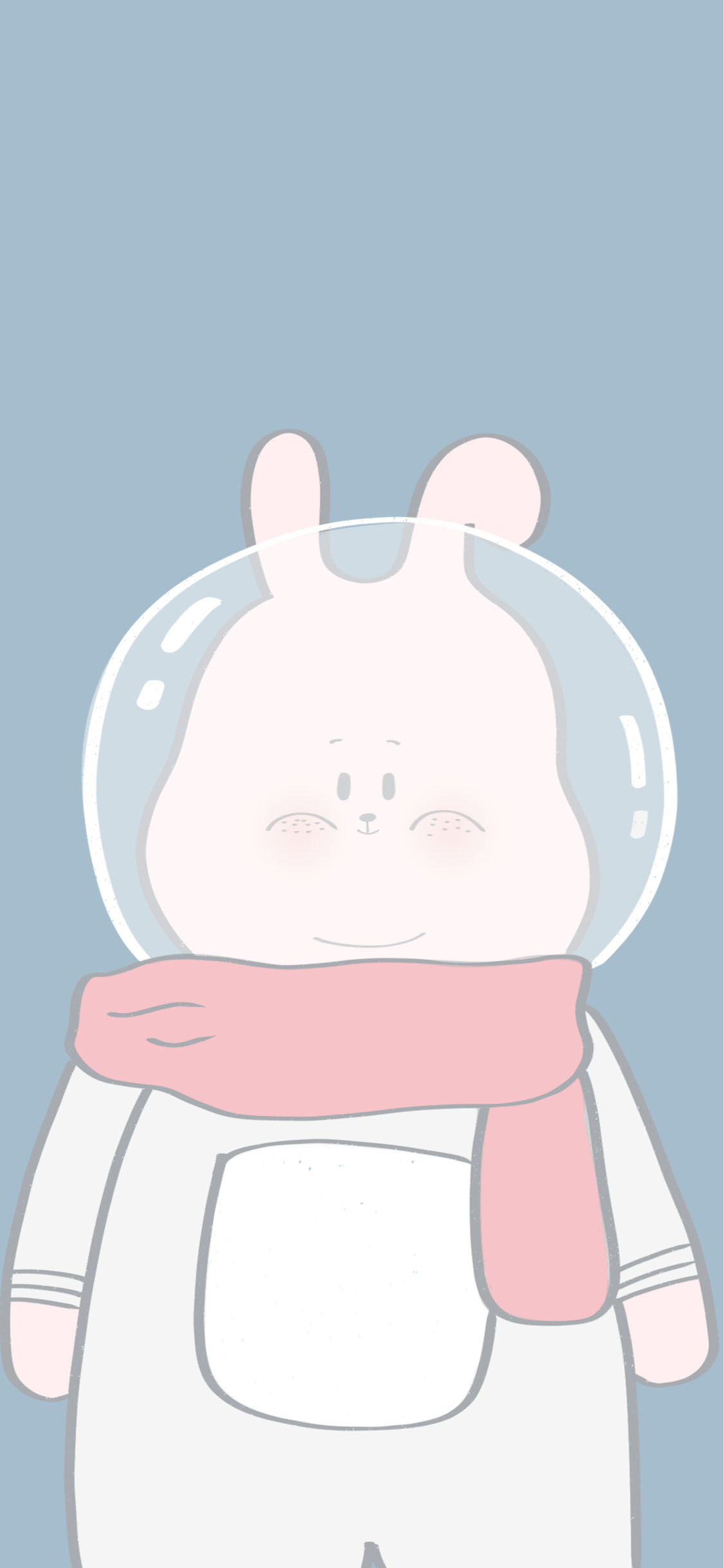 [2436×1125]卡通 小兔子 围巾 可爱（取自微博：寄喜饼给你喔） 苹果手机动漫壁纸图片