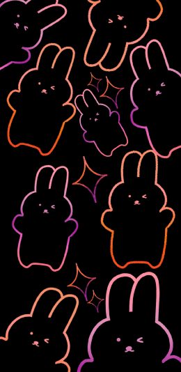 [2436x1125]卡通 小兔子 平铺 作者：PPolarIIIce- ​​​ 苹果手机动漫壁纸图片