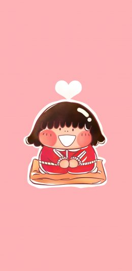 [2436x1125]卡通 小女孩 胖妞 可爱 苹果手机动漫壁纸图片