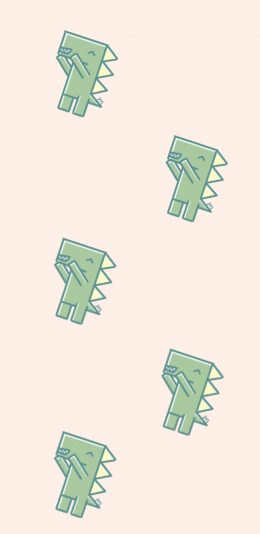 [2436x1125]卡通 小恐龙 平铺 苹果手机动漫壁纸图片