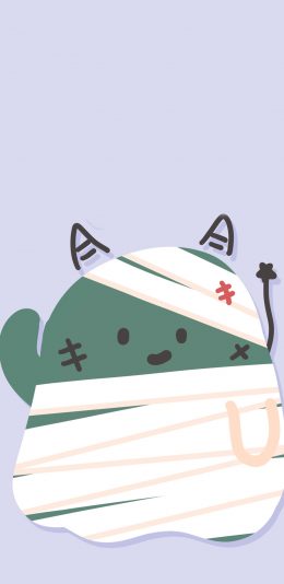 [2436x1125]卡通 小恶魔 怪兽 绷带 捆扎 苹果手机动漫壁纸图片