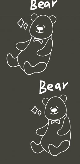 [2436x1125]卡通 小熊 bear 简笔 苹果手机动漫壁纸图片