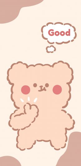 [2436x1125]卡通 小熊 good （取自微博：奶鹿-JUNE1） 苹果手机动漫壁纸图片