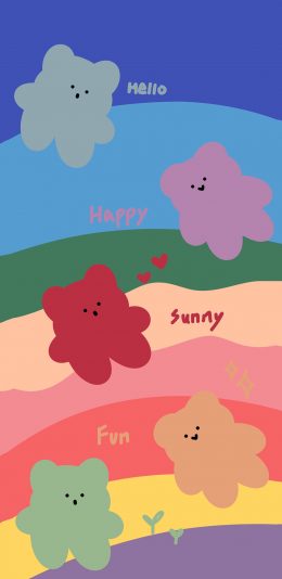 [2436x1125]卡通 小熊 sunny happy 苹果手机动漫壁纸图片