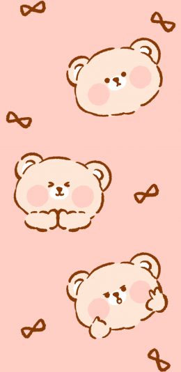 [2436x1125]卡通 小熊 可爱 粉 苹果手机动漫壁纸图片