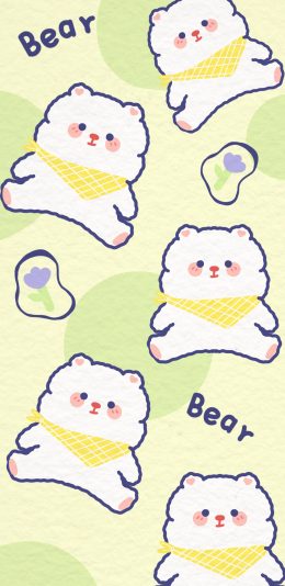 [2436x1125]卡通 小熊 平铺 bear 苹果手机动漫壁纸图片