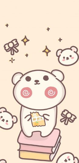 [2436x1125]卡通 小熊 星星 可爱（取自微博：是谁偷吃了奶酪） 苹果手机动漫壁纸图片