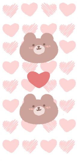 [2436x1125]卡通 小熊 爱心 可爱 苹果手机动漫壁纸图片