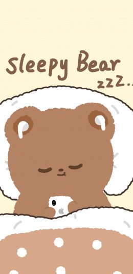 [2436x1125]卡通 小熊 睡觉 sleepy bear（取自微博：小熊犯罪案件） 苹果手机动漫壁纸图片