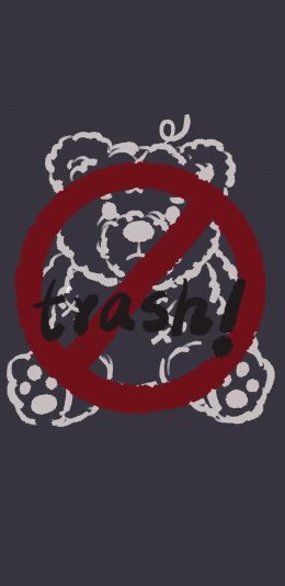 [2436x1125]卡通 小熊 禁止 trash 苹果手机动漫壁纸图片