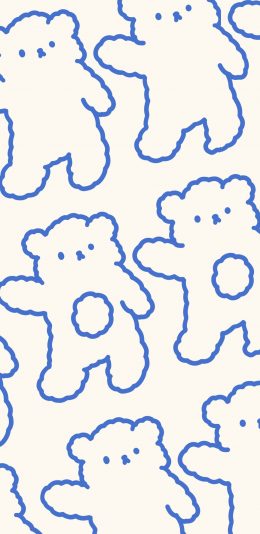 [2436x1125]卡通 小熊 简笔 平铺 苹果手机动漫壁纸图片