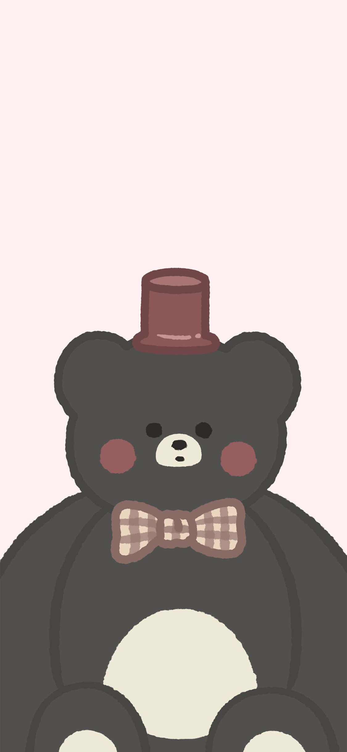 [2436×1125]卡通 小熊 蝴蝶结 可爱（取自微博：奶鹿-JUNE） 苹果手机动漫壁纸图片