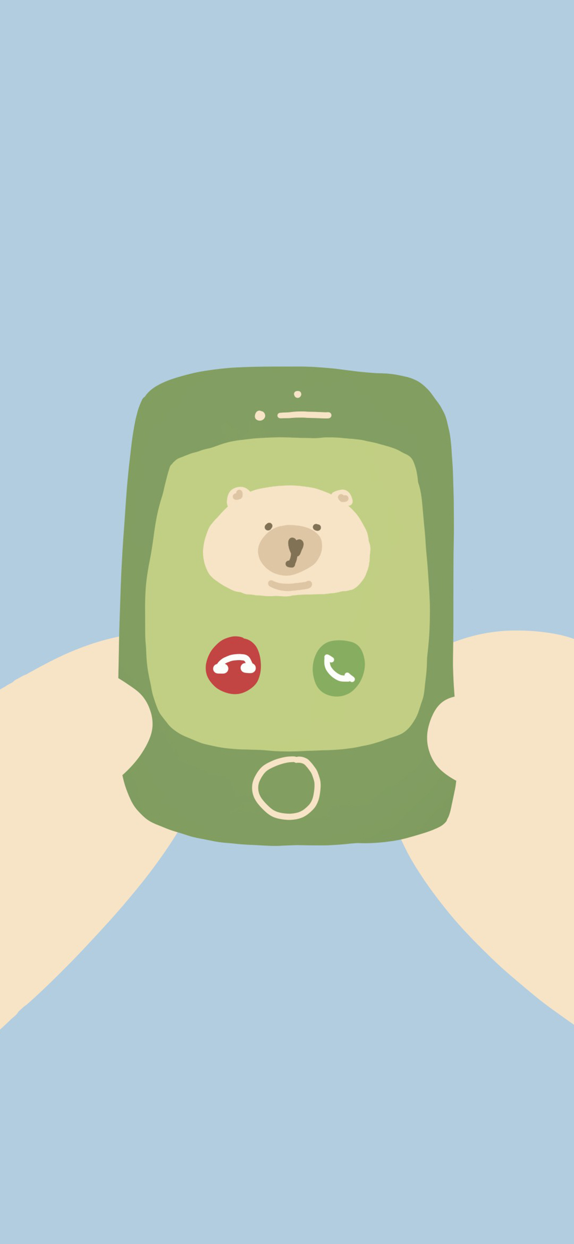 [2436×1125]卡通 小熊 语音通话 （取自微博：小柴不吃西红柿） 苹果手机动漫壁纸图片