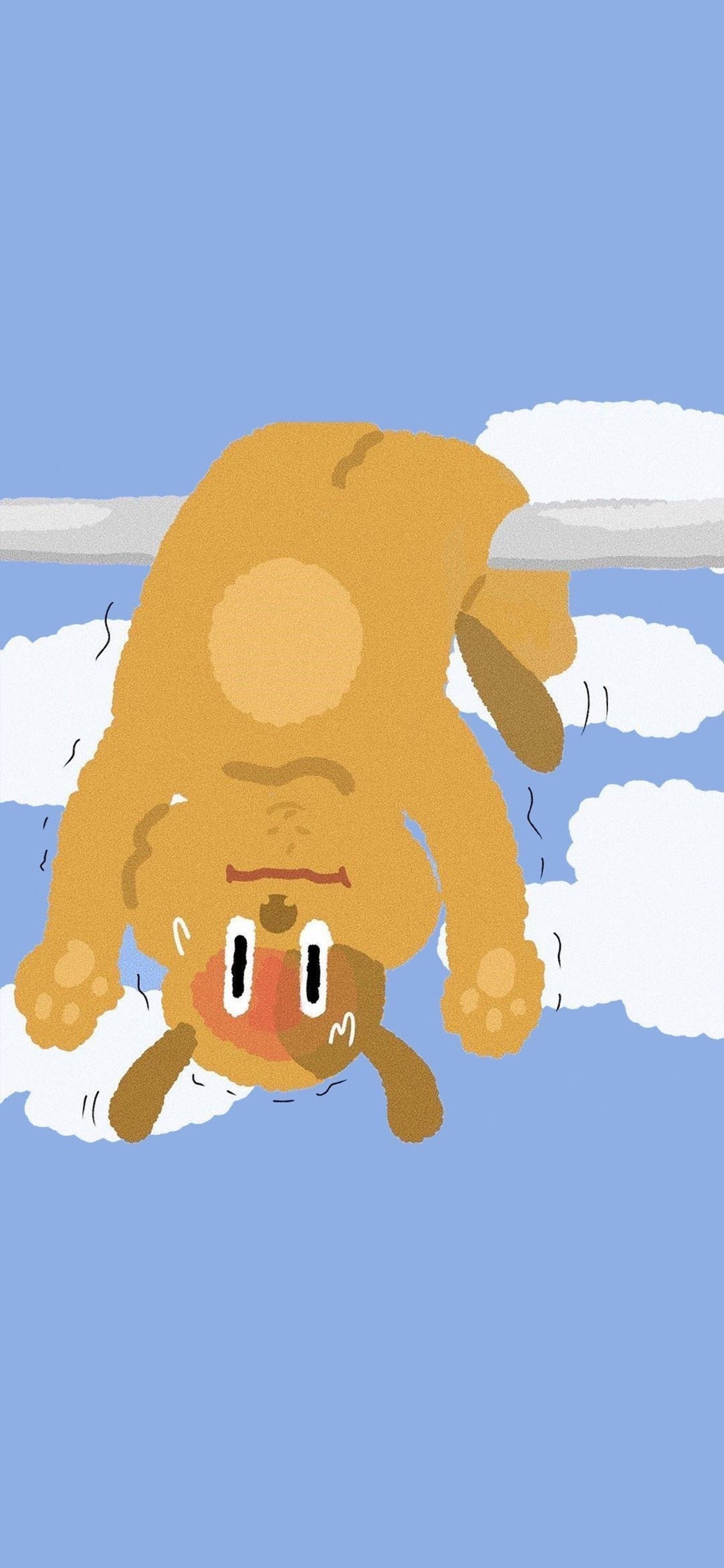 [2436×1125]卡通 小狗 倒挂 可爱 苹果手机动漫壁纸图片