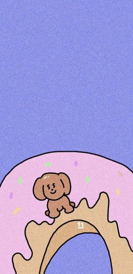 [2436x1125]卡通 小狗 甜甜圈 可爱 苹果手机动漫壁纸图片