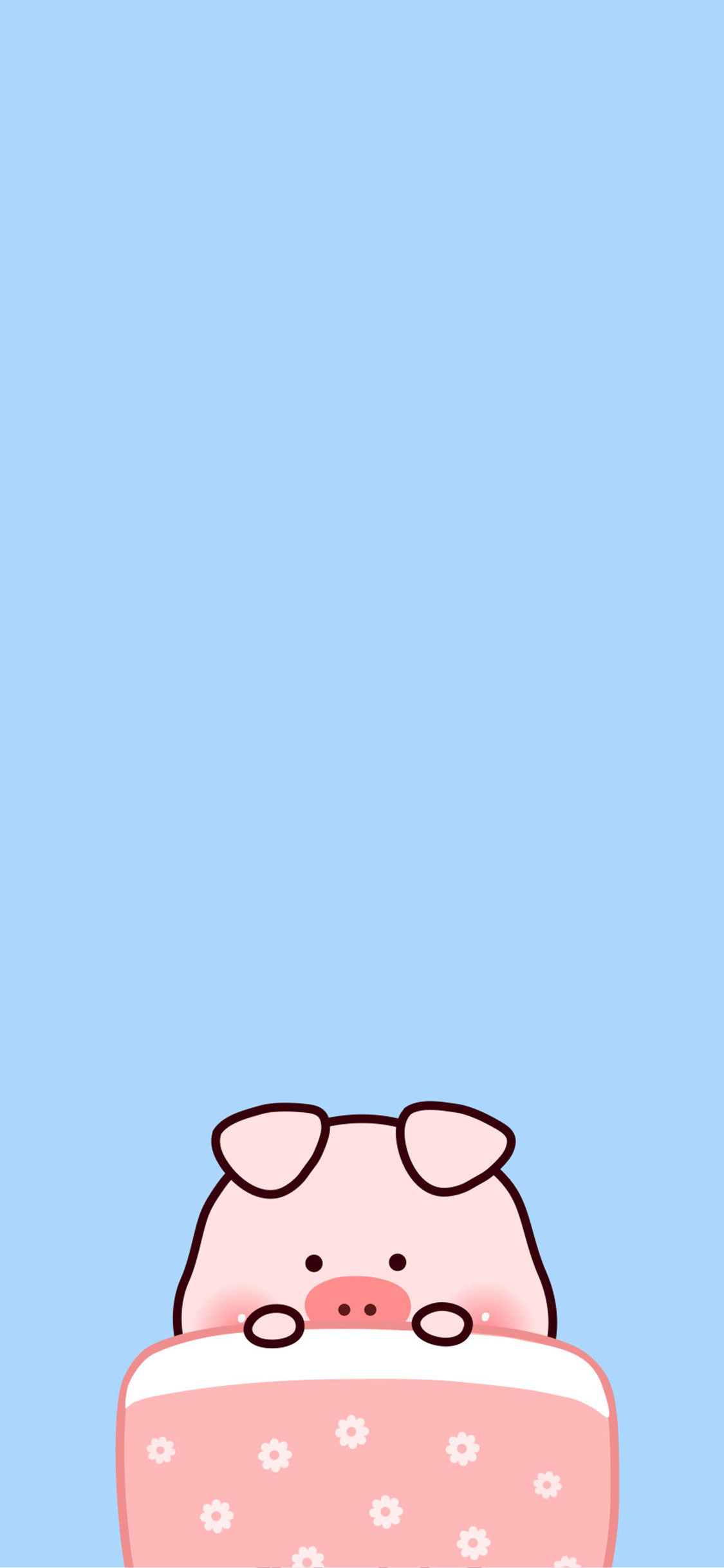 [2436×1125]卡通 小笨猪 粉蓝 可爱 苹果手机动漫壁纸图片
