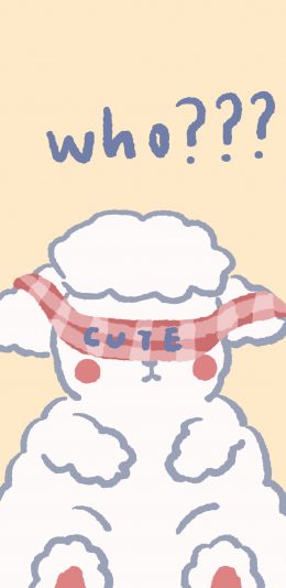 [2436x1125]卡通 小羊 cute who？（取自微博：奶鹿–JUNE） 苹果手机动漫壁纸图片