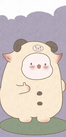 [2436x1125]卡通 小羊 粉色（取自微博：寄喜饼给你喔） 苹果手机动漫壁纸图片