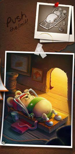 [2436x1125]卡通 小老鼠 健身 圆滚滚 苹果手机动漫壁纸图片