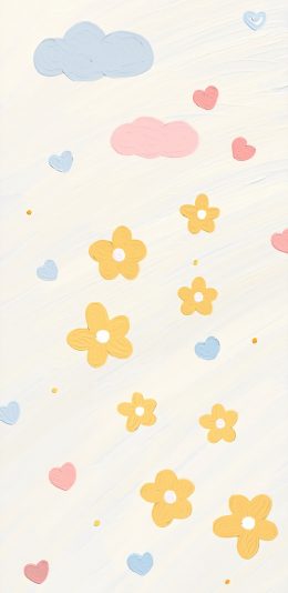 [2436x1125]卡通 小花 花朵 平铺 苹果手机动漫壁纸图片