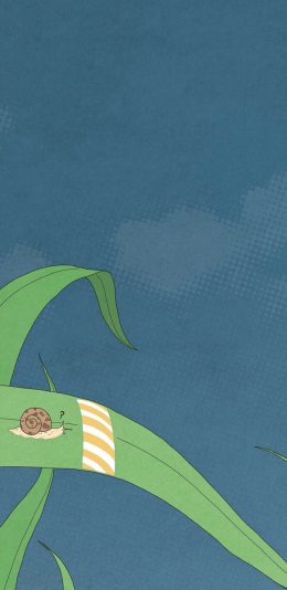 [2436x1125]卡通 小草 蜗牛 问号 苹果手机动漫壁纸图片