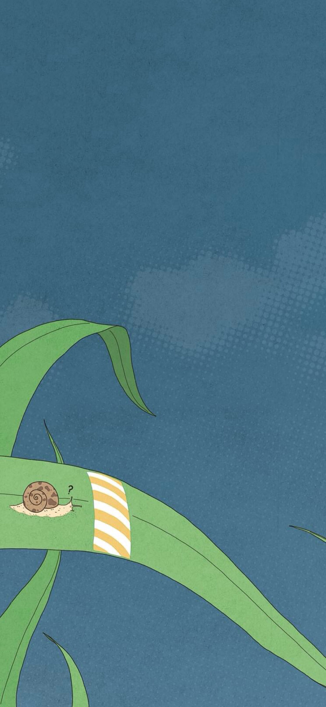 [2436×1125]卡通 小草 蜗牛 问号 苹果手机动漫壁纸图片