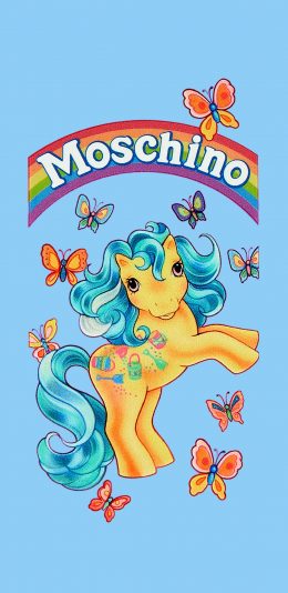 [2436x1125]卡通 小马宝莉 蝴蝶 MOSCHINO 苹果手机动漫壁纸图片