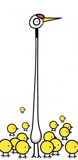 [2436x1125]卡通 小黄鸡 可爱 萌物 苹果手机动漫壁纸图片