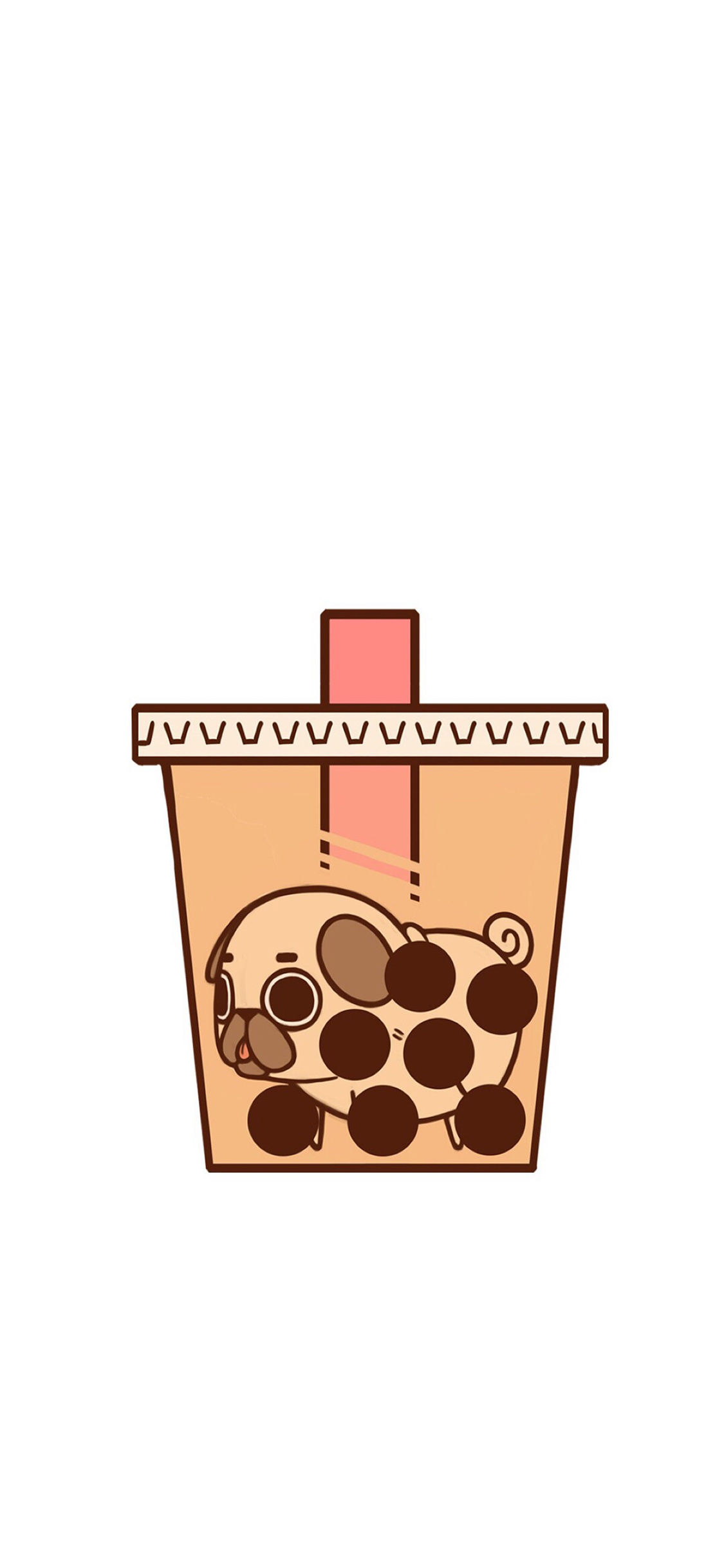 [2436×1125]卡通 巴哥 珍珠 奶茶 苹果手机动漫壁纸图片