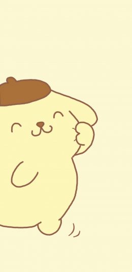[2436x1125]卡通 布丁狗 黄 抓脸 苹果手机动漫壁纸图片