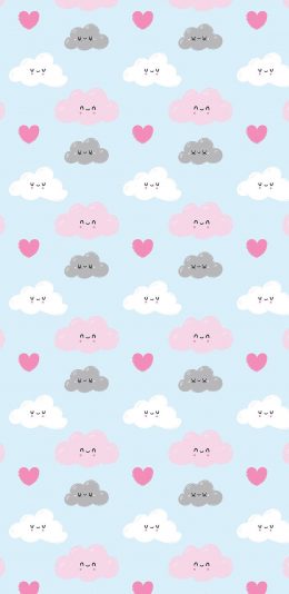 [2436x1125]卡通 平铺 云朵 色彩 苹果手机动漫壁纸图片