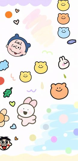 [2436x1125]卡通 平铺 旺仔 布兰德 苹果手机动漫壁纸图片