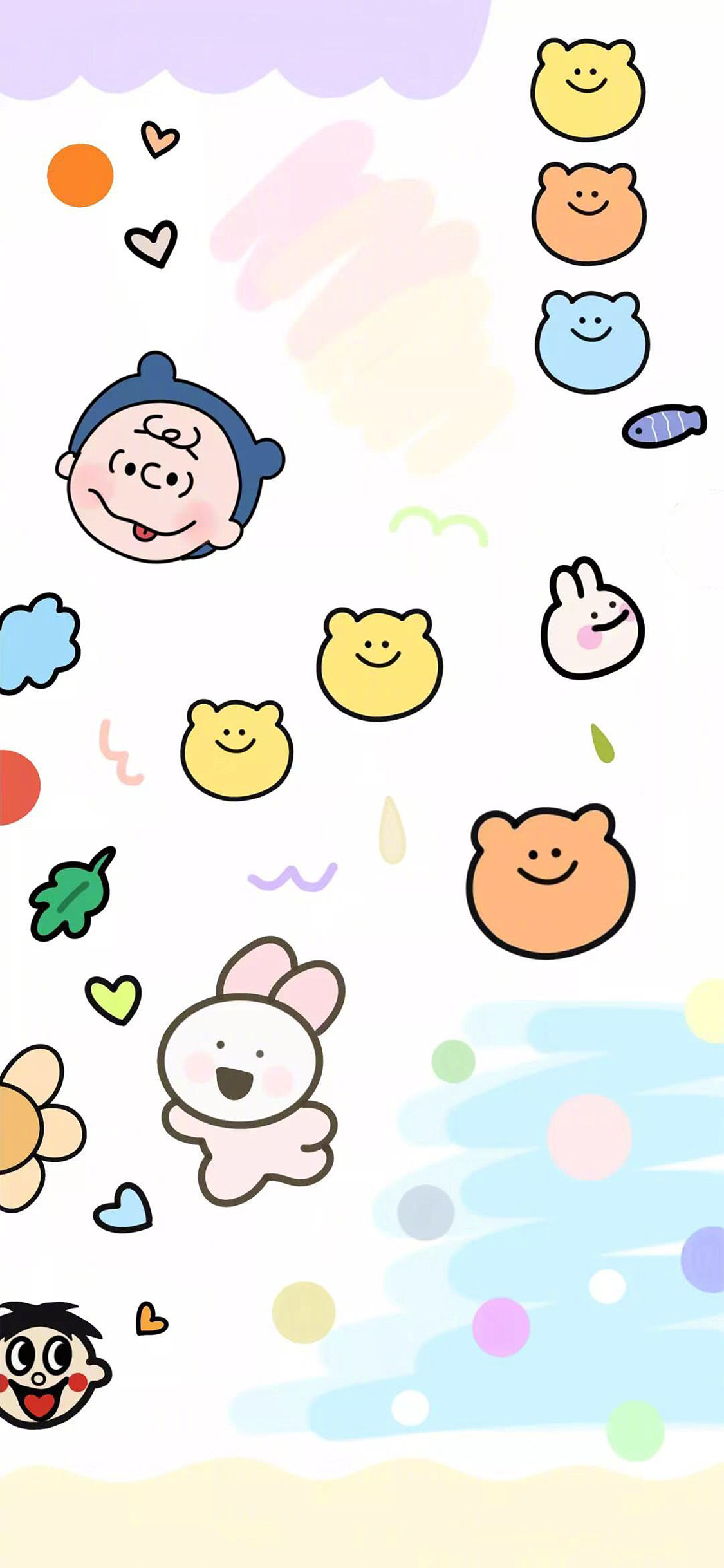 [2436×1125]卡通 平铺 旺仔 布兰德 苹果手机动漫壁纸图片